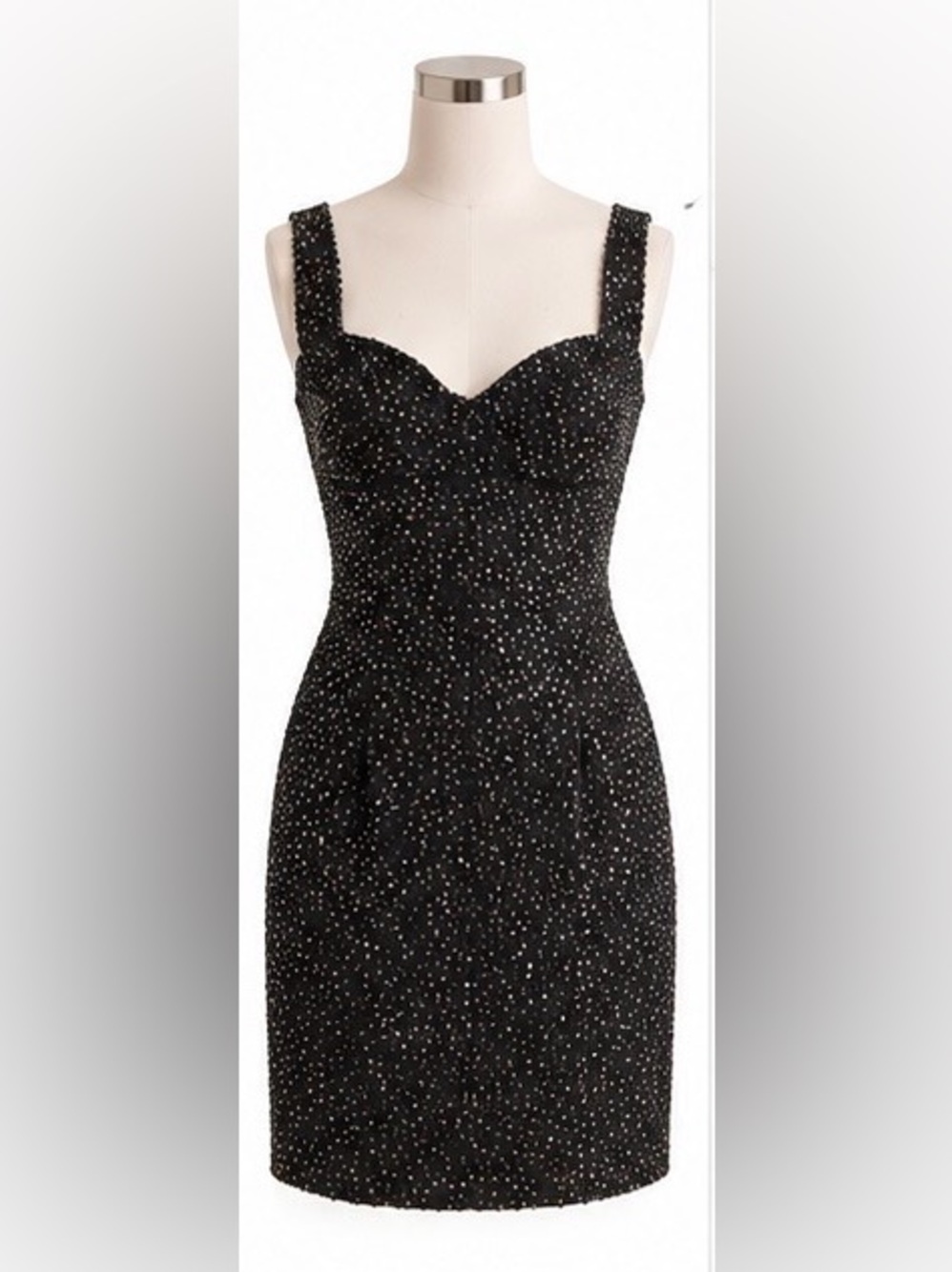 Mystic Black Strapless Sweetheart Polka Dot Dress